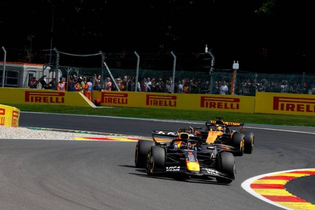 1 Max Verstappen NLD, Oracle Red Bull Racing , 81 Oscar Piastri AUS, McLaren F1 Team , F1 Grand Prix of Belgium at Circuit de Spa Francorchamps on July 26, 2025 in Spa Francorchamps, Belgium Photo by HOCH ZWEI Spa Francorchamps Belgium