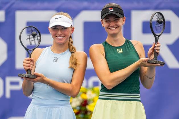 Czech tennis players Laura Samson (left) and Lucie Havlickova lost the match against Nadiia Kichenok of Ukraine and Makoto Ninomiya of Japan at the WTA, Tennis Damen Livesport Prague Open 2025 women s doubles final on the courts of TK Sparta Prague, in Prague, Czech Republic, on July 26, 2025. (CTKxPhoto OndrejxDeml) CTKPhotoP2025072603063  CTKPhotoP2025072603063