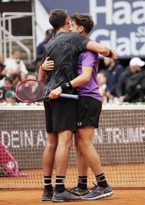TENNIS - ATP, Tennis Herren Generali Open 2025 KITZBUEHEL,AUSTRIA,26.JUL.25 - TENNIS - ATP World Tour, Generali Open. Image shows the rejoicing of Petr Nouza (CZE) and Patrik Rikl (CZE).  GEPAxpictures xMatthiasxHauer