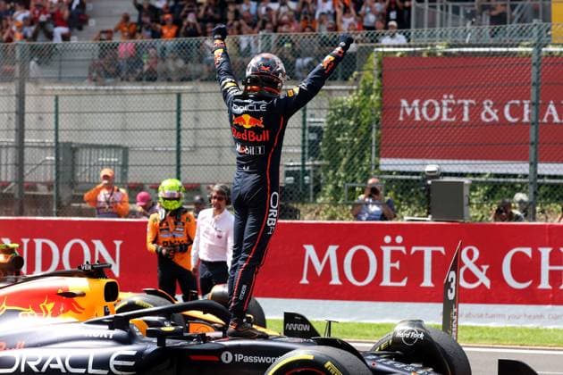 26 07 2025, xsvx, Motorsport FIA Formula 1, Belgian Grand Prix v l Max Verstappen Oracle Red Bull Racing starting number 1 after winning the sprint race FIA REGULATIONS PROHIBIT ANY USE OF PHOTOGRAPHS as IMAGE SEQUENCES and or QUASI VIDEO Spa