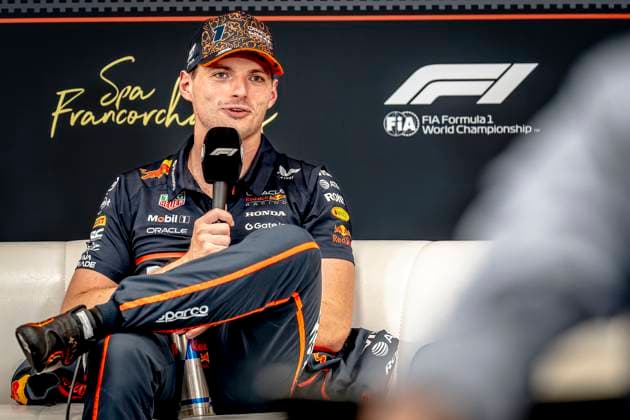 Formule 1 driver MAX Verstappen of Red Bull Racing during te press conference after the sprintrace during the sprintrace and qualification Grand Prix Formula 1 Spa Francorchamps 2025 at the Circuit Spa Francorchamps for the Formula 1 Moët Chandon Belgium Grand Prix 2025 season 2025 2026 in SPA, Belgium on 26 july 2025, photo by Marcel van Dorst EYE4images DeFodi Images