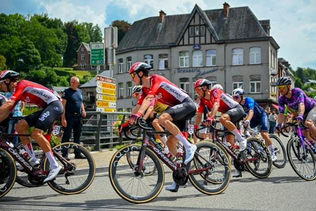 Tour de Wallonie 2025 Stage 1 NASSOGNE, BELGIUM - JULY 26 : Slock Liam of Lotto in action during stage 1 of the 30th edition of Tour de Wallonie an UCI ProSeries 2.Pro cycling road race stage for Men Elite of 182 km with start in Nassogne and finish in Nassogne on July 26, 2025 in Nassogne, Belgium, 26 07 2025 ( Motordriver Pieter Van Herzele - Nassogne Belgium  Copyright: xTomasxSiskx