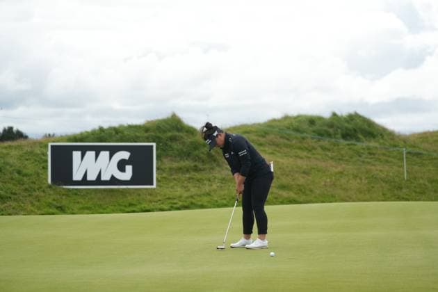 26th July 2025; Dundonald Links, Irvine, Scotland ISPS HANDA Womens Scottish Open Golf Round 3; Megan Khang putts for birdie on the 14th hole at Dundonald Links  AlecxBrown