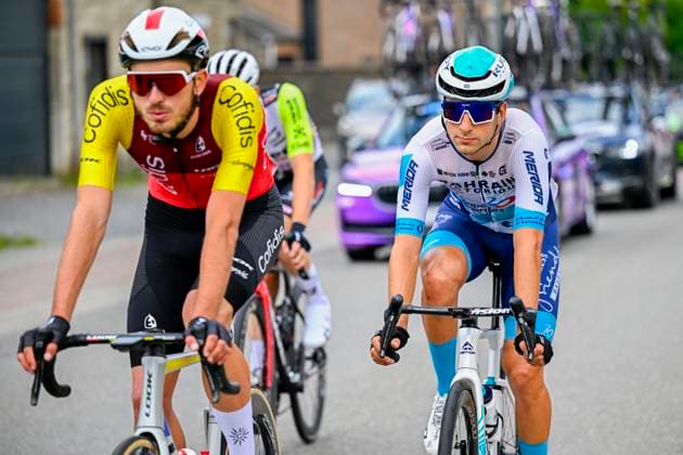 Tour de Wallonie 2025 Stage 1 NASSOGNE, BELGIUM - JULY 26 : Rider of Bahrain - Victorious in action during stage 1 of the 30th edition of Tour de Wallonie an UCI ProSeries 2.Pro cycling road race stage for Men Elite of 182 km with start in Nassogne and finish in Nassogne on July 26, 2025 in Nassogne, Belgium, 26 07 2025 ( Motordriver Pieter Van Herzele - Nassogne Belgium  Copyright: xTomasxSiskx