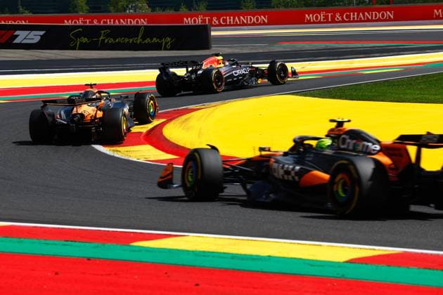 1 Max Verstappen NLD, Oracle Red Bull Racing , 81 Oscar Piastri AUS, McLaren F1 Team , 4 Lando Norris GBR, McLaren F1 Team , F1 Grand Prix of Belgium at Circuit de Spa Francorchamps on July 26, 2025 in Spa Francorchamps, Belgium Photo by HOCH ZWEI Spa Francorchamps Belgium