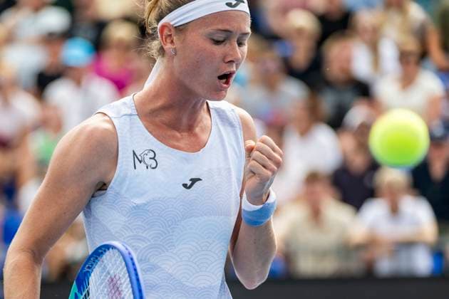 Czech tennis player Marie Bouzkova playes against Czech Linda Noskova at the WTA, Tennis Damen Livesport Prague Open 2025 women s singles final on the courts of TK Sparta Prague, in Prague, Czech Republic, on July 26, 2025. (CTKxPhoto OndrejxDeml) CTKPhotoP2025072603712  CTKPhotoP2025072603712
