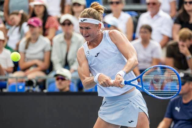 Czech tennis player Marie Bouzkova playes against Czech Linda Noskova at the WTA, Tennis Damen Livesport Prague Open 2025 women s singles final on the courts of TK Sparta Prague, in Prague, Czech Republic, on July 26, 2025. (CTKxPhoto OndrejxDeml) CTKPhotoP2025072603715  CTKPhotoP2025072603715
