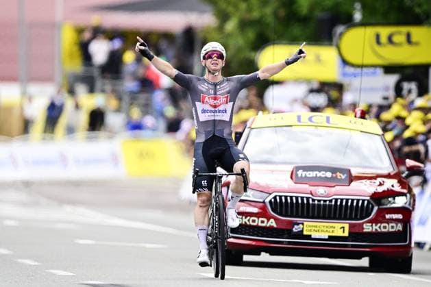 Australian Kaden Groves of Alpecin-Deceuninck wins stage 20 of the 2025 Tour de France cycling race, from Nantua to Montpellier (185km), on Saturday 26 July 2025 in France. The 112th edition of the Tour de France starts on Saturday 5 July in Lille, France, and will finish in Paris, France on the 27th of July. DIRKxWAEM  x130056806x