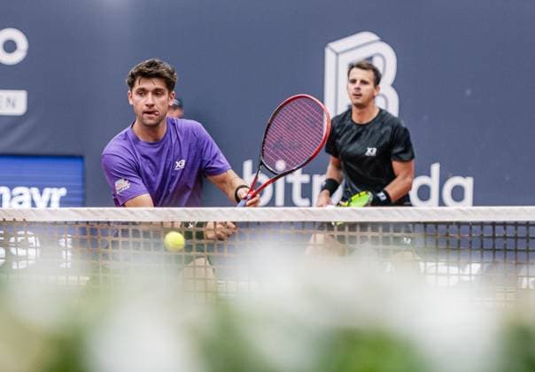 26 07 2025, Sportpark, Kitzbühel, AUT, ATP Tour, Generali Open Kitzbühel 2025, Final, Men s Doubles, pictured f l Patrik Rikl CZE , Petr Nouza CZE f l Patrik Rikl and Petr Nouza of Czech Republic during men s double final match at the 2025 Generali Open Kitzbühel of the ATP Tour at the Sportpark in Kitzbühel, Austria on 2025 07 26 Expa Kitzbühel EP_ade