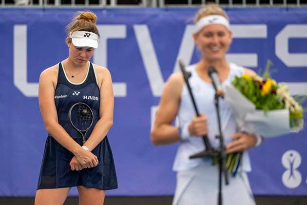Czech tennis player Marie Bouzkova (right) won the match against Czech Linda Noskova (left) at the WTA, Tennis Damen Livesport Prague Open 2025 women s singles final on the courts of TK Sparta Prague, in Prague, Czech Republic, on July 26, 2025. (CTKxPhoto OndrejxDeml) CTKPhotoP2025072604139  CTKPhotoP2025072604139