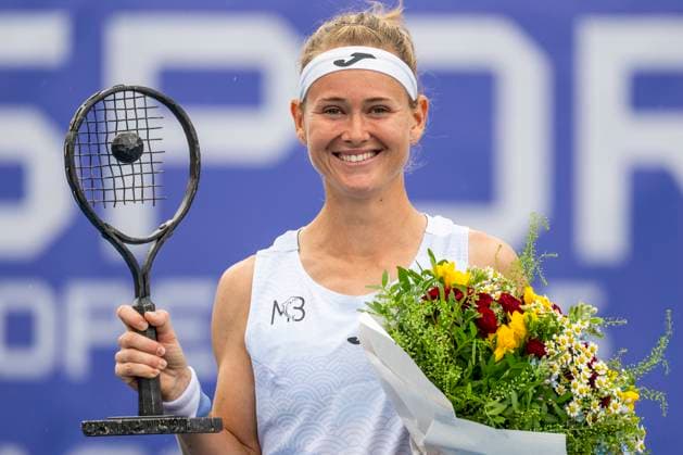 Czech tennis player Marie Bouzkova won the match against Czech Linda Noskova at the WTA, Tennis Damen Livesport Prague Open 2025 women s singles final on the courts of TK Sparta Prague, in Prague, Czech Republic, on July 26, 2025. (CTKxPhoto OndrejxDeml) CTKPhotoP2025072604213  CTKPhotoP2025072604213