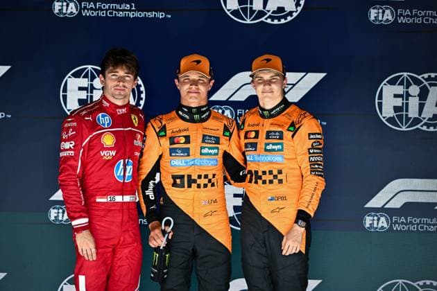 16 Charles Leclerc MCO, Scuderia Ferrari HP , 4 Lando Norris GBR, McLaren F1 Team , 81 Oscar Piastri AUS, McLaren F1 Team , F1 Grand Prix of Belgium at Circuit de Spa Francorchamps on July 26, 2025 in Spa Francorchamps, Belgium Photo by HOCH ZWEI Spa Francorchamps Belgium