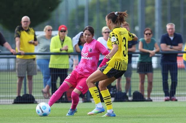 26 07 2025, Football, Women, Test match, Season 2025 2026, Borussia Dortmund vs Cerezo Osaka at BVB Hohenbuschei Football Park in Dortmund Germany Jenske Steenwijk Borussia Dortmund, 3 Dortmund Football Park BVB Hohenbuschei North Rhine-Westphalia Germany FZ