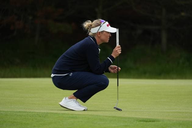 26th July 2025; Dundonald Links, Irvine, Scotland ISPS HANDA Womens Scottish Open Golf Round 3; Nanna Koerstz Madsen lines up her putt on the green  AlecxBrown