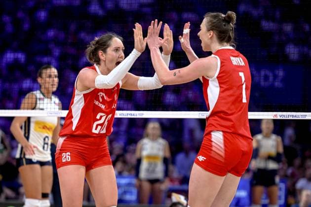 LODZ 26.07.2025 SIATKOWKA KOBIET LIGA NARODOW 2025 TURNIEJ FINALOWY: WLOCHY- POLSKA --- WOMENS VOLLEYBALL NATIONS LEAGUE 2025 FINAL ROUND MATCH IN LODZ: ITALY - POLAND N Z KATARZYNA WENERSKA ALEKSANDRA GRYKA FOT. PAWEL PIOTROWSKI 400MM.PL NEWSPIX.PL --- newspix.pl 