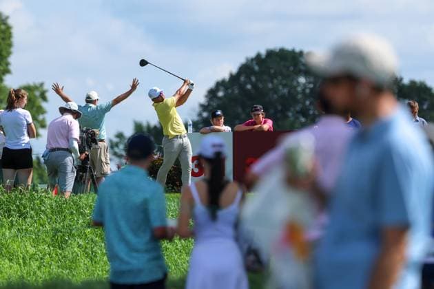 July 26th, 2025: Kurt Kitayama of the United States hits his shot on the eleventh tee during the third round of the 3M Open 2025 at TPC Twin Cities on July 26th, 2025 in Blaine, Minnesota. -CSM Blaine USA - ZUMAc04_ 20250726_zma_c04_036 Copyright: xStevenxGarciax