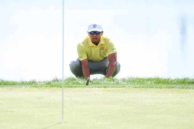 July 26th, 2025: Kurt Kitayama of the United States lines up his putt on the 18th during the third round of the 3M Open 2025 at TPC Twin Cities on July 26th, 2025 in Blaine, Minnesota. -CSM Blaine USA - ZUMAc04_ 20250726_zma_c04_040 Copyright: xStevenxGarciax