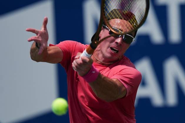 National Bank Open 2025 - Day 1 TORONTO, CANADA - JULY 26 : Justin Boulais of Canada in action against James Duckworth of Australia during the qualifying match on day one of the 2025 National Bank Open in Toronto, Ontario, Canada on July 26, 2025. Mert Alper Dervis Anadolu Ontario Canada. Editorial use only. Please get in touch for any other usage.  Copyright: x2025xAnadoluxMertxAlperxDervisx