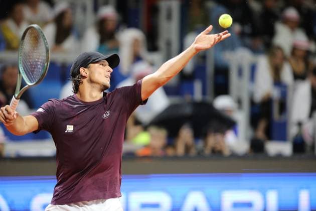 Umag, Croatia, 260725. Goran Ivanisevic Stadium. 35. Plava Laguna Croatia Open Umag. Final tennis match between Carlos Taberner - Luciano Darderi. In the photo: Luciano Darderi. Photo: Goran Sebelic CROPIX Copyright: xxGoranxSebelicx taberner_darderi24-260725