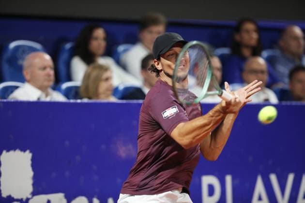 Umag, Croatia, 260725. Goran Ivanisevic Stadium. 35. Plava Laguna Croatia Open Umag. Final tennis match between Carlos Taberner - Luciano Darderi. In the photo: Luciano Darderi. Photo: Goran Sebelic CROPIX Copyright: xxGoranxSebelicx taberner_darderi27-260725