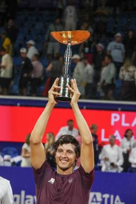 Umag, Croatia, 260725. 35th Plava Laguna Croatia Open Umag. Final. Trophy ceremony. In the photo: winner Luciano Darderi. Photo: Goran Sebelic CROPIX Copyright: xxGoranxSebelicx atp_finale31-260725