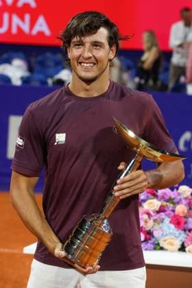 Umag, Croatia, 260725. 35th Plava Laguna Croatia Open Umag. Final. Trophy ceremony. In the photo: winner Luciano Darderi. Photo: Goran Sebelic CROPIX Copyright: xxGoranxSebelicx atp_finale32-260725