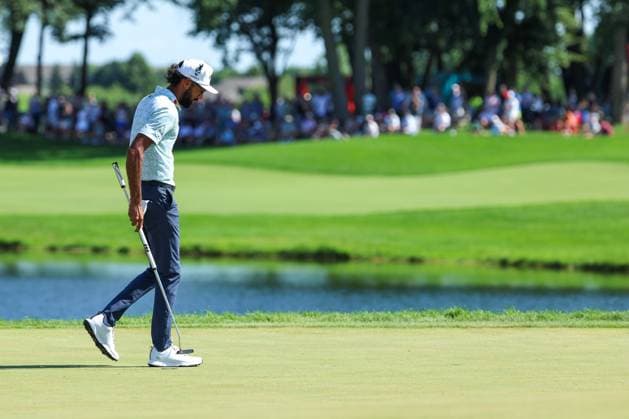 July 26th, 2025: Akshay Bhatia of the United States looks on after putting the 18th during the third round of the 3M Open 2025 at TPC Twin Cities on July 26th, 2025 in Blaine, Minnesota. -CSM Blaine USA - ZUMAc04_ 20250726_zma_c04_200 Copyright: xStevenxGarciax