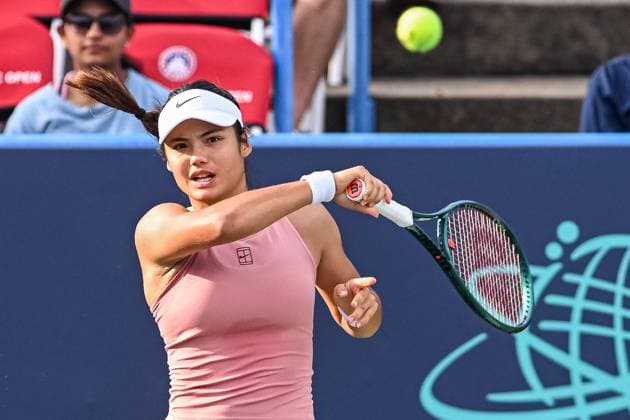July 26, 2025, Washington, D.C, U.S: EMMA RADUCANU hits a forehand during her semifinal match against Anna Kalinskaya at the Rock Creek Tennis Center. Washington U.S - ZUMAg196 20250726_zap_g196_001 Copyright: xKylexGustafsonx
