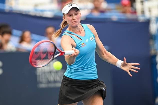 July 26, 2025, Washington, D.C, U.S: ELENA RYBAKINA hits a forehand during her semifinal match against Leylah Fernandez at the Rock Creek Tennis Center. Washington U.S - ZUMAg196 20250726_zap_g196_004 Copyright: xKylexGustafsonx