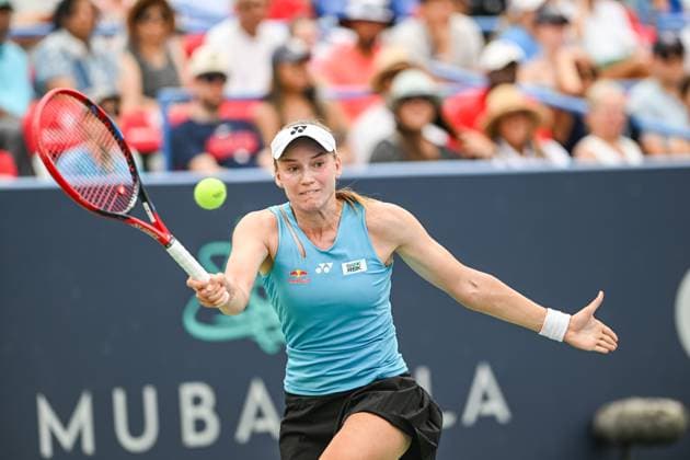 July 26, 2025, Washington, D.C, U.S: ELENA RYBAKINA hits a forehand during her semifinal match against Leylah Fernandez at the Rock Creek Tennis Center. Washington U.S - ZUMAg196 20250726_zap_g196_019 Copyright: xKylexGustafsonx