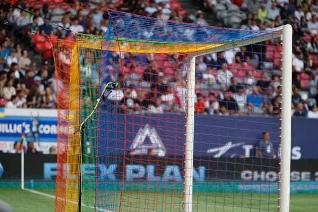July 26, 2025, Vancouver, Vancouver, Bc, Canada: Rainbow net in celebration of Pride game in the MLS, Fussball Herren, USA Regular Season game Vancouver Whitecaps FC vs Sporting Kansas City FC at BC Place on July 26, 2025 in Vancouver, Canada.( ) Vancouver Canada - ZUMAp175 20250726_zsa_p175_015 Copyright: xTomazxJr Pximagesx