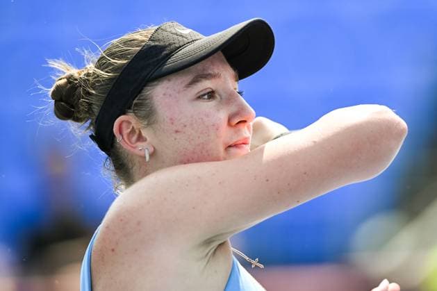 MONTREAL, QC - JULY 26: Look on Dasha Plekhanova (CAN) during a qualifying round match at WTA, Tennis Damen National Bank Open on July 26, 2025 at IGA Stadium in Montreal, QC (Photo by David Kirouac Icon Sportswire) TENNIS: JUL 26 National Bank Open EDITORIAL USE ONLY Icon250726075