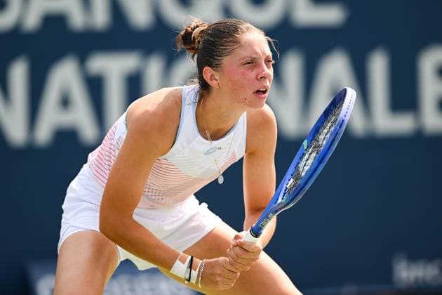 MONTREAL, QC - JULY 26: Antonia Ruzic (CRO) waits for service during a qualifying round match at WTA, Tennis Damen National Bank Open on July 26, 2025 at IGA Stadium in Montreal, QC (Photo by David Kirouac Icon Sportswire) TENNIS: JUL 26 National Bank Open EDITORIAL USE ONLY Icon250726067