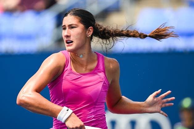 MONTREAL, QC - JULY 26: Look on Cadence Brace (CAN) during a qualifying round match at WTA, Tennis Damen National Bank Open on July 26, 2025 at IGA Stadium in Montreal, QC (Photo by David Kirouac Icon Sportswire) TENNIS: JUL 26 National Bank Open EDITORIAL USE ONLY Icon250726061