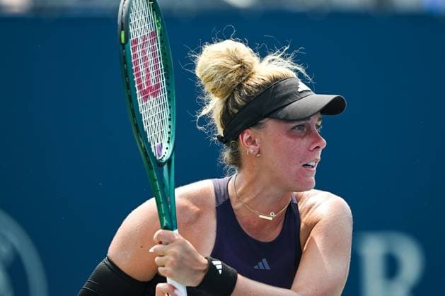 MONTREAL, QC - JULY 26: Look on Leolia Jeanjean (FRA) during a qualifying round match at WTA, Tennis Damen National Bank Open on July 26, 2025 at IGA Stadium in Montreal, QC (Photo by David Kirouac Icon Sportswire) TENNIS: JUL 26 National Bank Open EDITORIAL USE ONLY Icon250726043