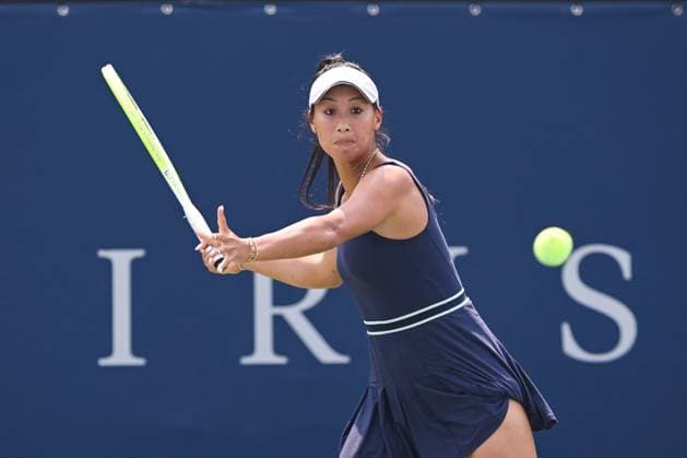 MONTREAL, QC - JULY 26: Priscilla Hon (AUS) retruns the ball during a qualifying round match at WTA, Tennis Damen National Bank Open on July 26, 2025 at IGA Stadium in Montreal, QC (Photo by David Kirouac Icon Sportswire) TENNIS: JUL 26 National Bank Open EDITORIAL USE ONLY Icon250726025