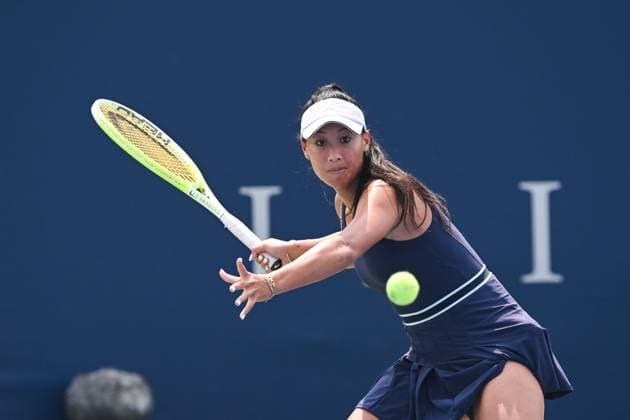 MONTREAL, QC - JULY 26: Priscilla Hon (AUS) retruns the ball during a qualifying round match at WTA, Tennis Damen National Bank Open on July 26, 2025 at IGA Stadium in Montreal, QC (Photo by David Kirouac Icon Sportswire) TENNIS: JUL 26 National Bank Open EDITORIAL USE ONLY Icon250726037