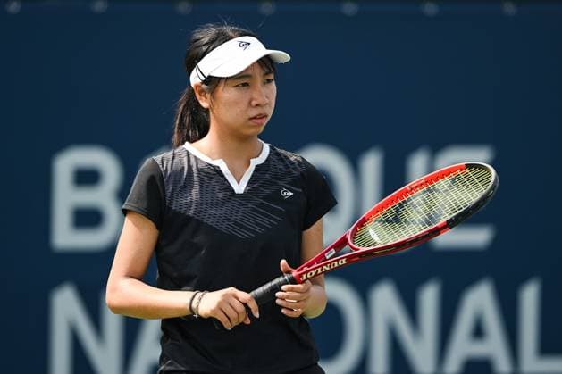 MONTREAL, QC - JULY 26: Aoi Ito (JPN) looks on during a qualifying round match at WTA, Tennis Damen National Bank Open on July 26, 2025 at IGA Stadium in Montreal, QC (Photo by David Kirouac Icon Sportswire) TENNIS: JUL 26 National Bank Open EDITORIAL USE ONLY Icon250726004