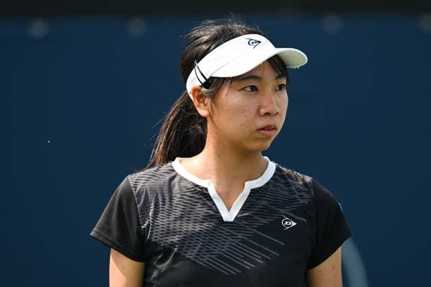 MONTREAL, QC - JULY 26: Aoi Ito (JPN) looks on during a qualifying round match at WTA, Tennis Damen National Bank Open on July 26, 2025 at IGA Stadium in Montreal, QC (Photo by David Kirouac Icon Sportswire) TENNIS: JUL 26 National Bank Open EDITORIAL USE ONLY Icon250726005
