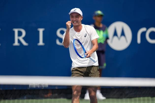 ATP, Tennis Herren Masters 1000 National Bank Open Toronto Presented by Rogers 2025 - Day 1 Shintaro Mochizuki of Japan celebrates a point against Yasutaka Uchiyama of Japan during the Men s Singles first round match on day 1 of the ATP Masters 1000 National Bank Open at Sobeys Stadium. on July 26, 2025 in Toronto, Canada. Toronto Ontario Canada Copyright: xLeonardoxRamirezx