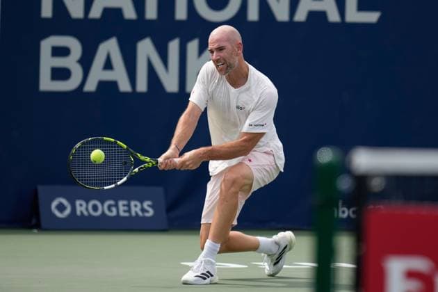 ATP, Tennis Herren Masters 1000 National Bank Open Toronto Presented by Rogers 2025 - Day 1 Adrian Mannarino of France plays a backhand against Juan Carlos Aguilar of Canada during the Men s Singles first round match on day 1 of the ATP Masters 1000 National Bank Open at Sobeys Stadium. on July 26, 2025 in Toronto, Canada. Toronto Ontario Canada Copyright: xLeonardoxRamirezx