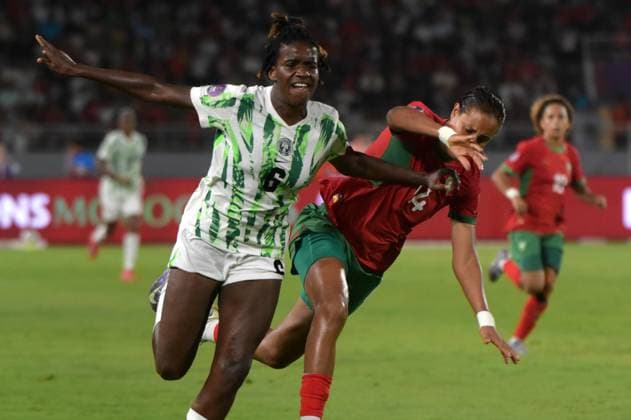 RABAT, MOROCCO - JULY 26: Ijeoma Esther Okoronkwo of Nigeria and Aziza Rabbah of Morocco during the 2025 Women s Africa Cup of Nations (WAFCON) Finals match between Morocco and Nigeria at Stade Olympique de Rabat on July 26, 2025 in Rabat, Morocco. Photo by Mansa Ayoola Copyright: xx