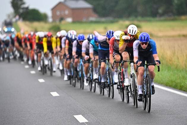Tour de Wallonie 2025 Stage 2 SAMBREVILLE, BELGIUM - JULY 27 : rider of Israel - Premier Tech during stage 2 of the 30th edition of Tour de Wallonie an UCI ProSeries 2.Pro cycling road race stage for Men Elite of 153.7 km with start in Huy and finish in Sambreville on July 27, 2025 in Sambreville, Belgium, 27 07 2025 ( Motordriver Pieter Van Herzele - Sambreville Belgium  Copyright: xTomasxSiskx