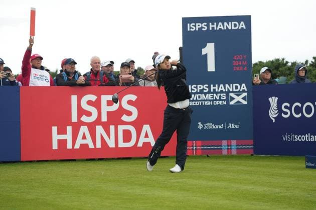 27th July 2025; Dundonald Links, Irvine, Scotland ISPS HANDA Womens Scottish Open Golf Final Round; Sei Young Kim plays her tee shot on the 1st hole at Dundonald Links  AlecxBrown