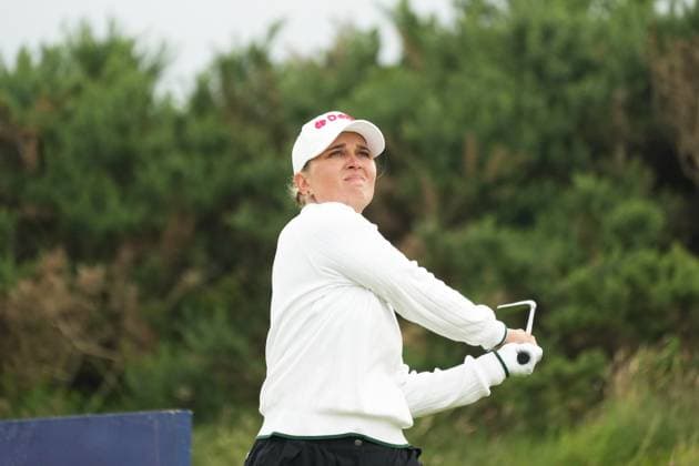 27th July 2025; Dundonald Links, Irvine, Scotland ISPS HANDA Womens Scottish Open Golf Final Round; Nanna Koerstz Madsen watches her tee shot at the 4th hole fly toward the pin  AlecxBrown