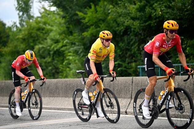 Tour de Wallonie 2025 Stage 2 SAMBREVILLE, BELGIUM - JULY 27 : Tiller Rasmus of Uno-X Mobility during stage 2 of the 30th edition of Tour de Wallonie an UCI ProSeries 2.Pro cycling road race stage for Men Elite of 153.7 km with start in Huy and finish in Sambreville on July 27, 2025 in Sambreville, Belgium, 27 07 2025 ( Motordriver Pieter Van Herzele - Sambreville Belgium  Copyright: xTomasxSiskx