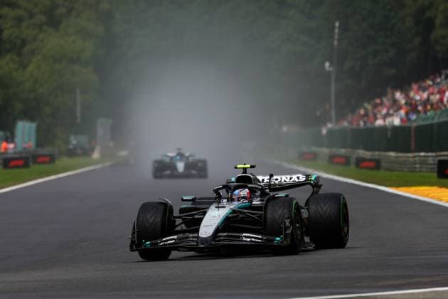 F1 - BELGIAN GRAND PRIX 2025 12 KIMI ANTONELLI Andrea (ita), Mercedes AMG F1 Team W16, action during the 2025 Formula 1 Belgian Grand Prix, 13th round of the 2025 FIA Formula One World Championship, WM, Weltmeisterschaft from July 25 to 27, 2025 on the Circuit de Spa-Francorchamps, in Stavelot, Belgium -  Copyright: xFLORENTxGOODENx