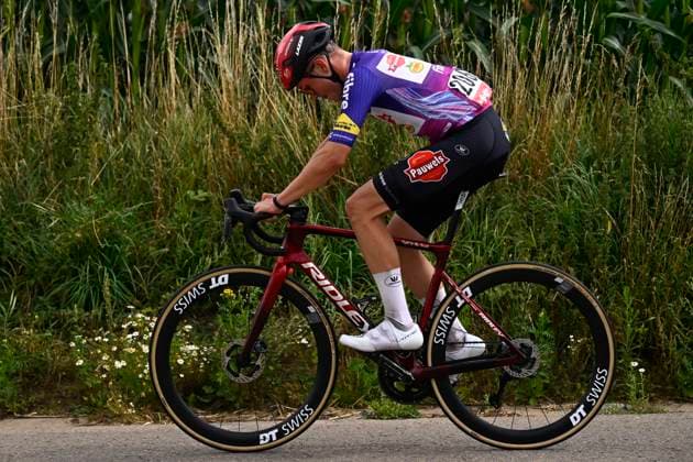 Tour de Wallonie 2025 Stage 2 SAMBREVILLE, BELGIUM - JULY 27 : De Moyer Kenay of Pauwels Sauzen - Cibel Clementines during stage 2 of the 30th edition of Tour de Wallonie an UCI ProSeries 2.Pro cycling road race stage for Men Elite of 153.7 km with start in Huy and finish in Sambreville on July 27, 2025 in Sambreville, Belgium, 27 07 2025 ( Motordriver Pieter Van Herzele - Sambreville Belgium  Copyright: xTomasxSiskx