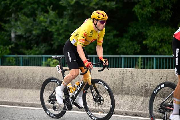 Tour de Wallonie 2025 Stage 2 SAMBREVILLE, BELGIUM - JULY 27 : Tiller Rasmus of Uno-X Mobility during stage 2 of the 30th edition of Tour de Wallonie an UCI ProSeries 2.Pro cycling road race stage for Men Elite of 153.7 km with start in Huy and finish in Sambreville on July 27, 2025 in Sambreville, Belgium, 27 07 2025 ( Motordriver Pieter Van Herzele - Sambreville Belgium  Copyright: xTomasxSiskx