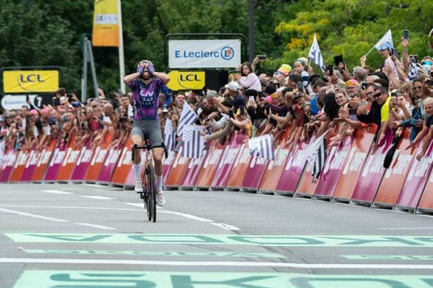 Tour de France Femmes PHOTOPQR OUEST FRANCE Kévin Guyot Ouest-France ; QUIMPER ; 27 07 2025 ; 27 juillet 2025 : Cyclisme. 2e étape du Tour de France Femmes. Départ depuis Brest pour arriver à Quimper ( Finistère Bretagne ). ici : Mavi Garcia gagne l étape et célèbre. PHOTO : KEVIN GUYOT OUEST-FRANCE - 4th edition of the Women’s Tour de France Brest - Quimper July 27, 2025 QUIMPER France  Copyright: xPHOTOPQR OUESTxFRANCE MAXPPPxKévinxGuyotx xOuest-Francex 20250727OFR6840 20250727OFR6840
